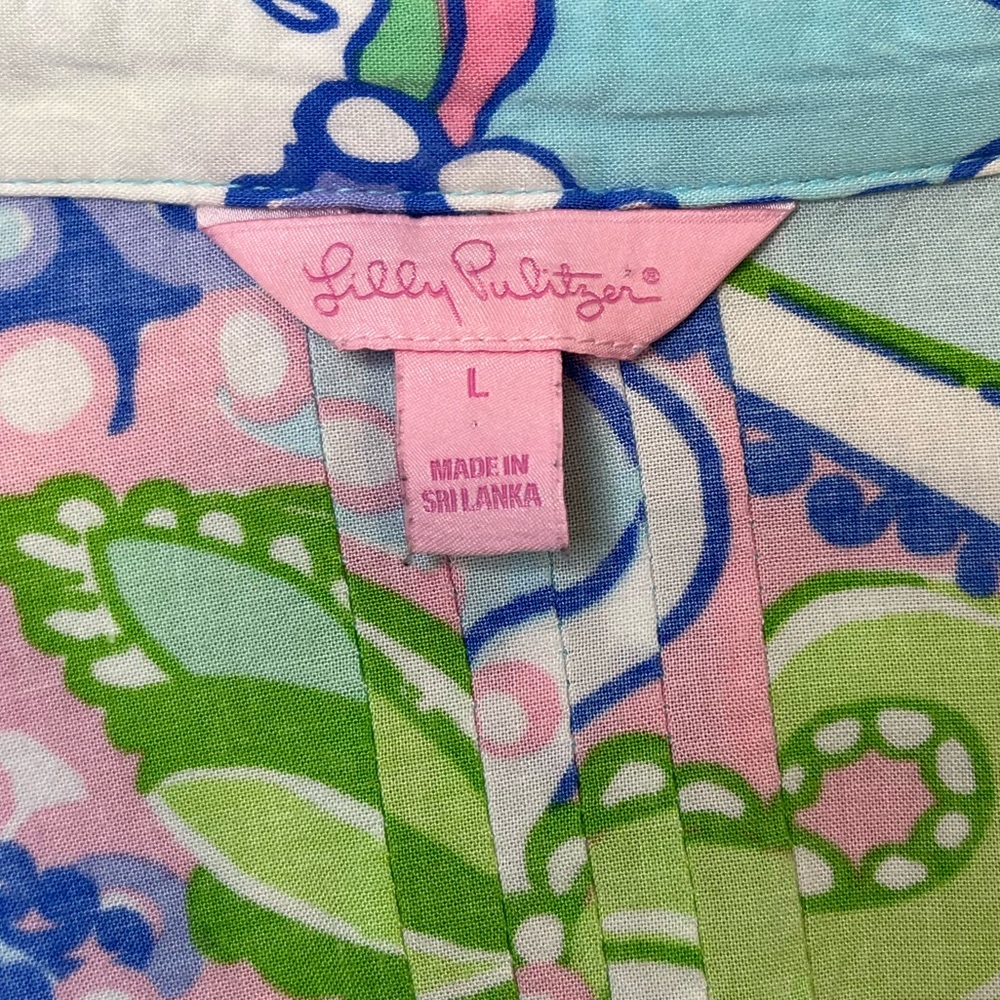 Lilly Pulitzer Tropez Tunic Dress Coverup, Conch Republic print, 3/4 sleeve, L - Picture 7 of 10